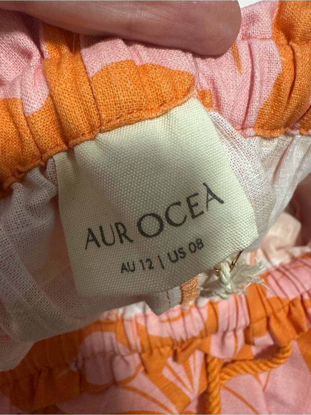 NWT AUR OCEÀ BRASILE Gathered Wide Leg Pant pink orange floral hibiscus - Picture 3 of 12
